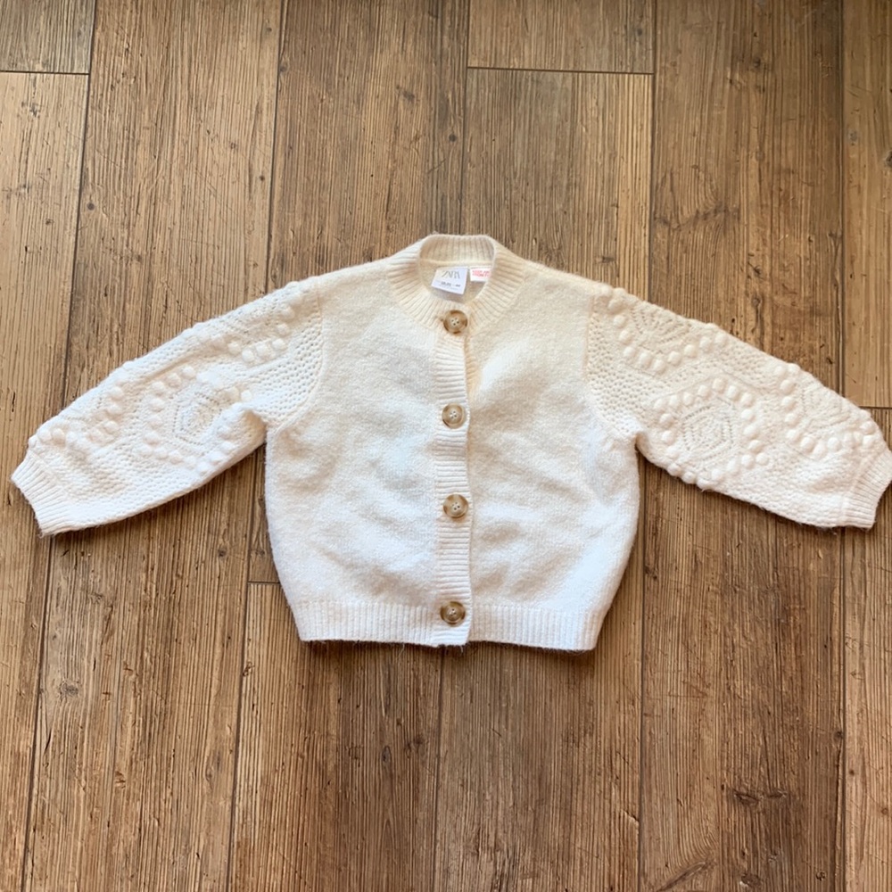 Zara baby / toddler cream cardigan sweater with AMAZING sleeves, 18-24 months